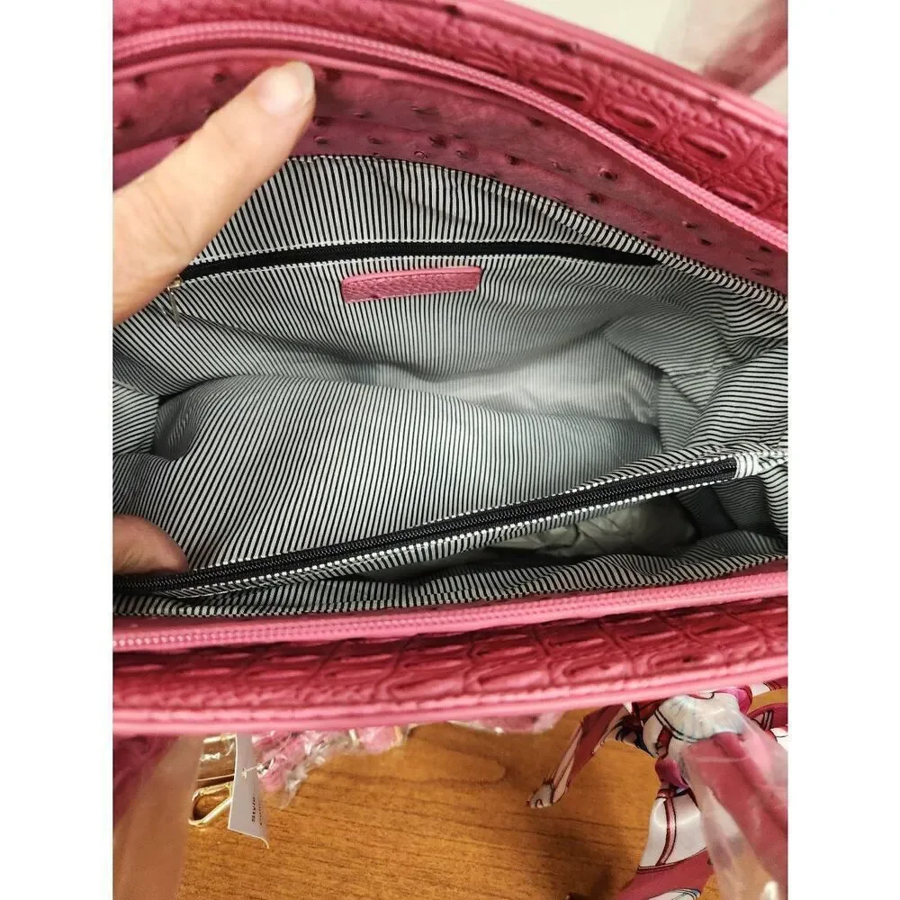 NWT Unbranded FUCHSIA faux Crocodile shoulder bag and crossbody strap with match
